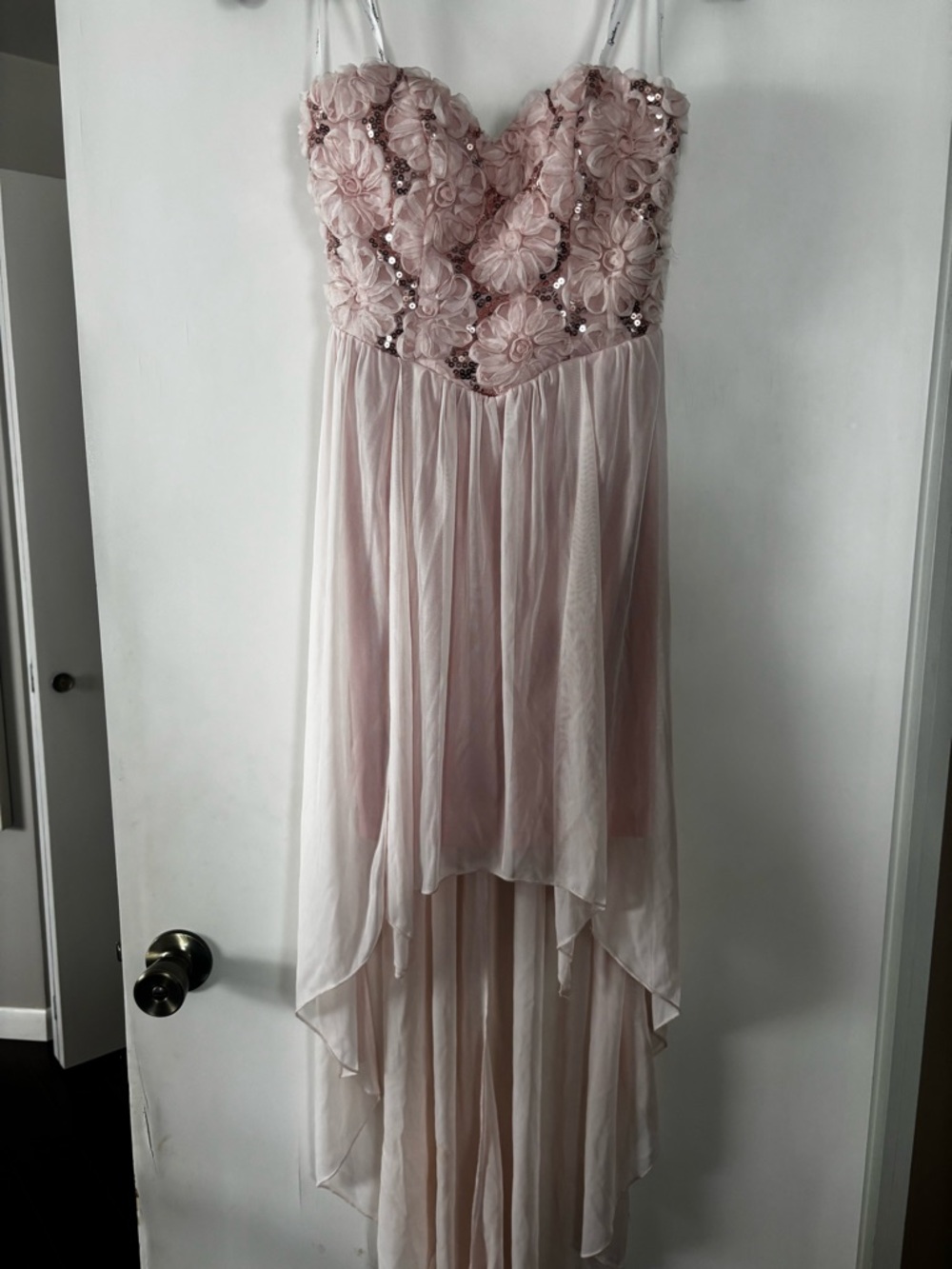 Speechless Blush Pink Formal Dress with Spaghetti Straps